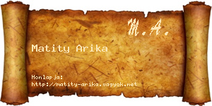 Matity Arika névjegykártya